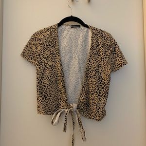 Leopard Print Front Tie Top *NEVER WORN*